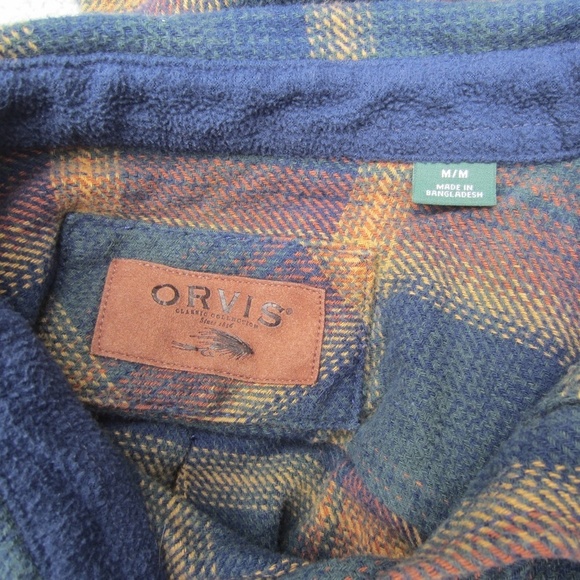 ORVIS Flannel Tartan Long-sleeved Shirt Men's M Button Up 4 Pockets Workwear - Picture 5 of 14